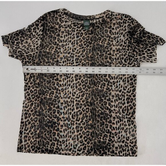 Wild Fable Short Sleeve Mesh Sheet Leopard Print Blouse Sz Sm, Boho, Y2K Vibes - Picture 7 of 7